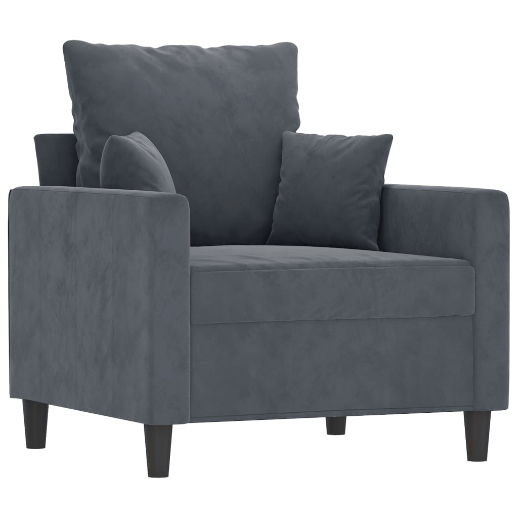 Fauteuil 60 cm fluweel donkergrijs