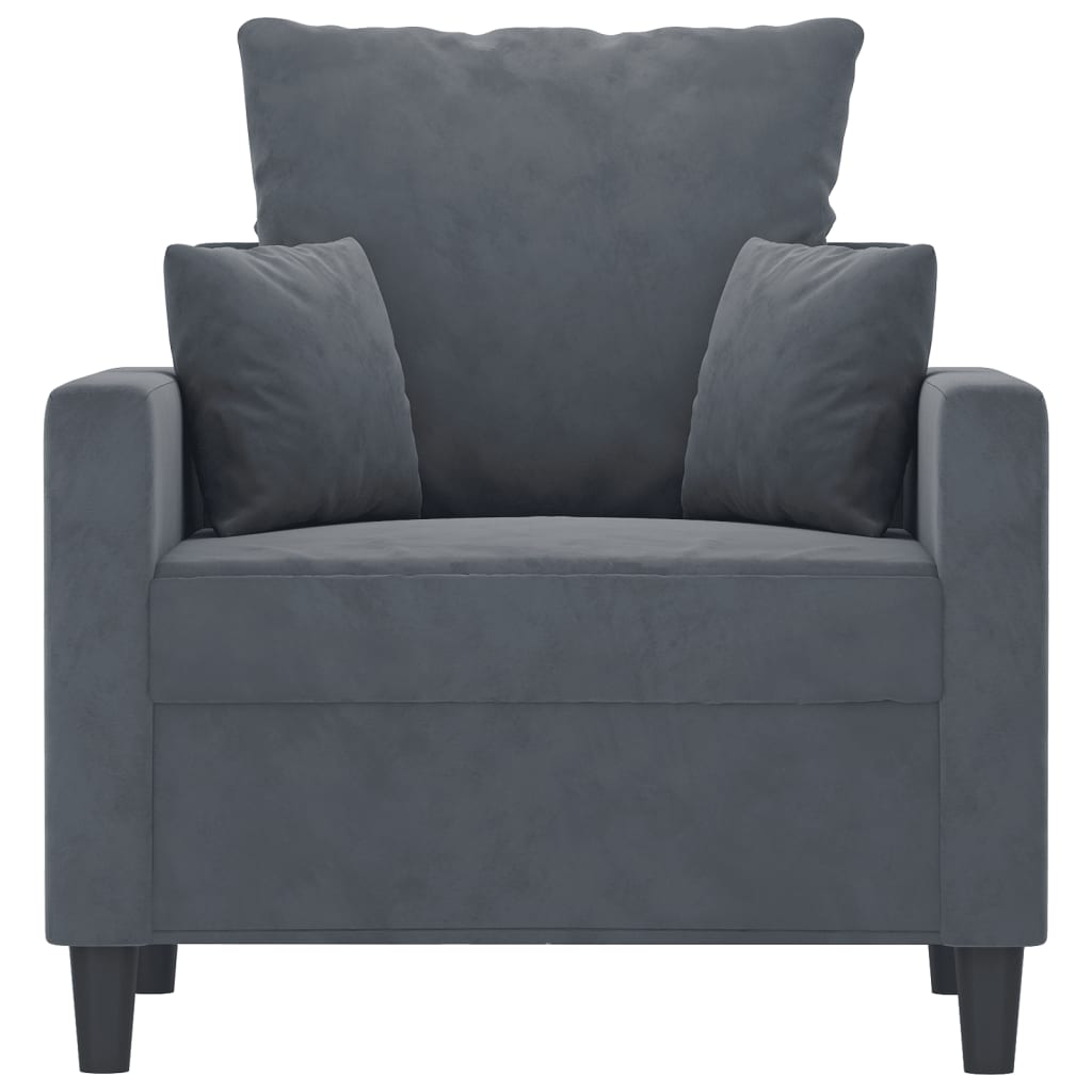 Fauteuil 60 cm fluweel donkergrijs