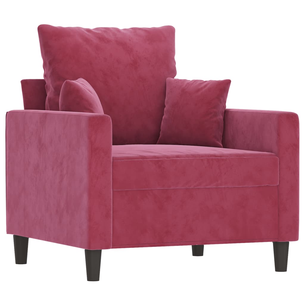 Fauteuil 60 cm fluweel wijnrood
