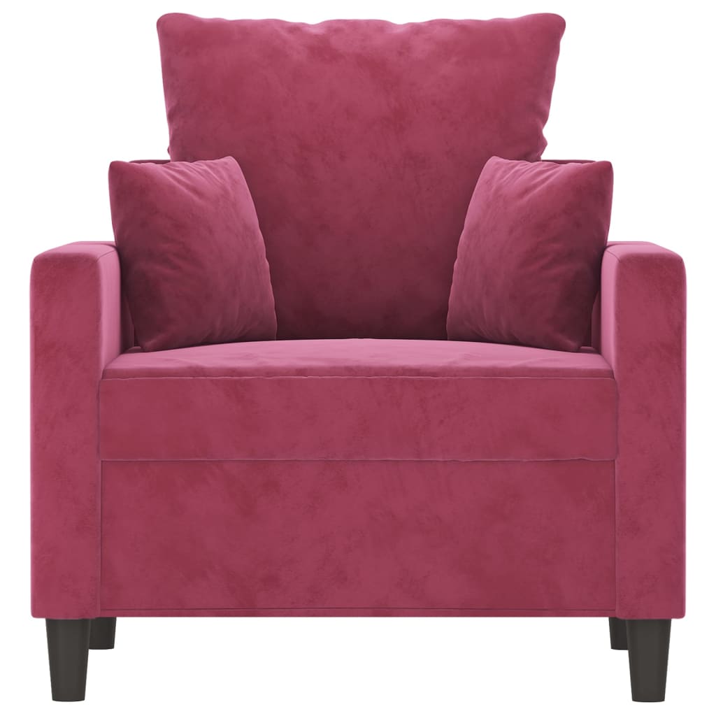 Fauteuil 60 cm fluweel wijnrood