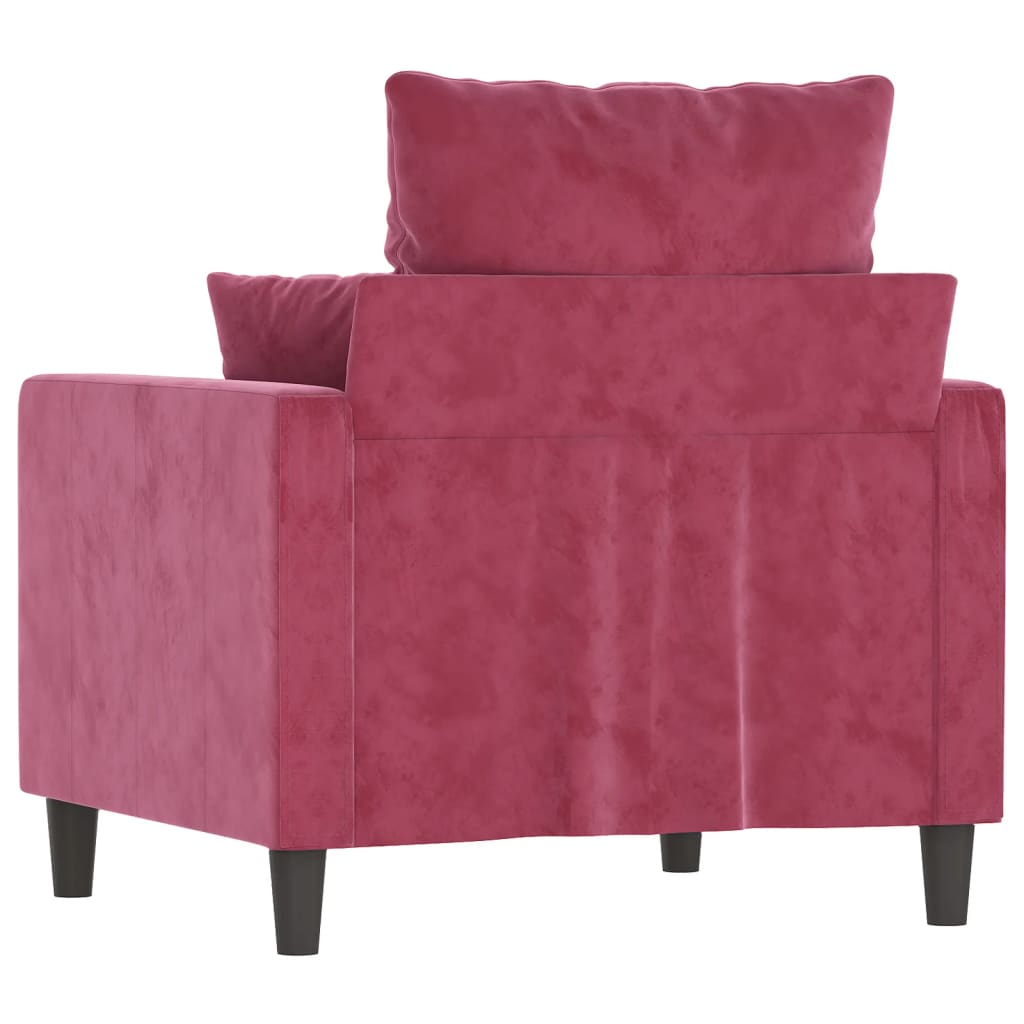 Fauteuil 60 cm fluweel wijnrood