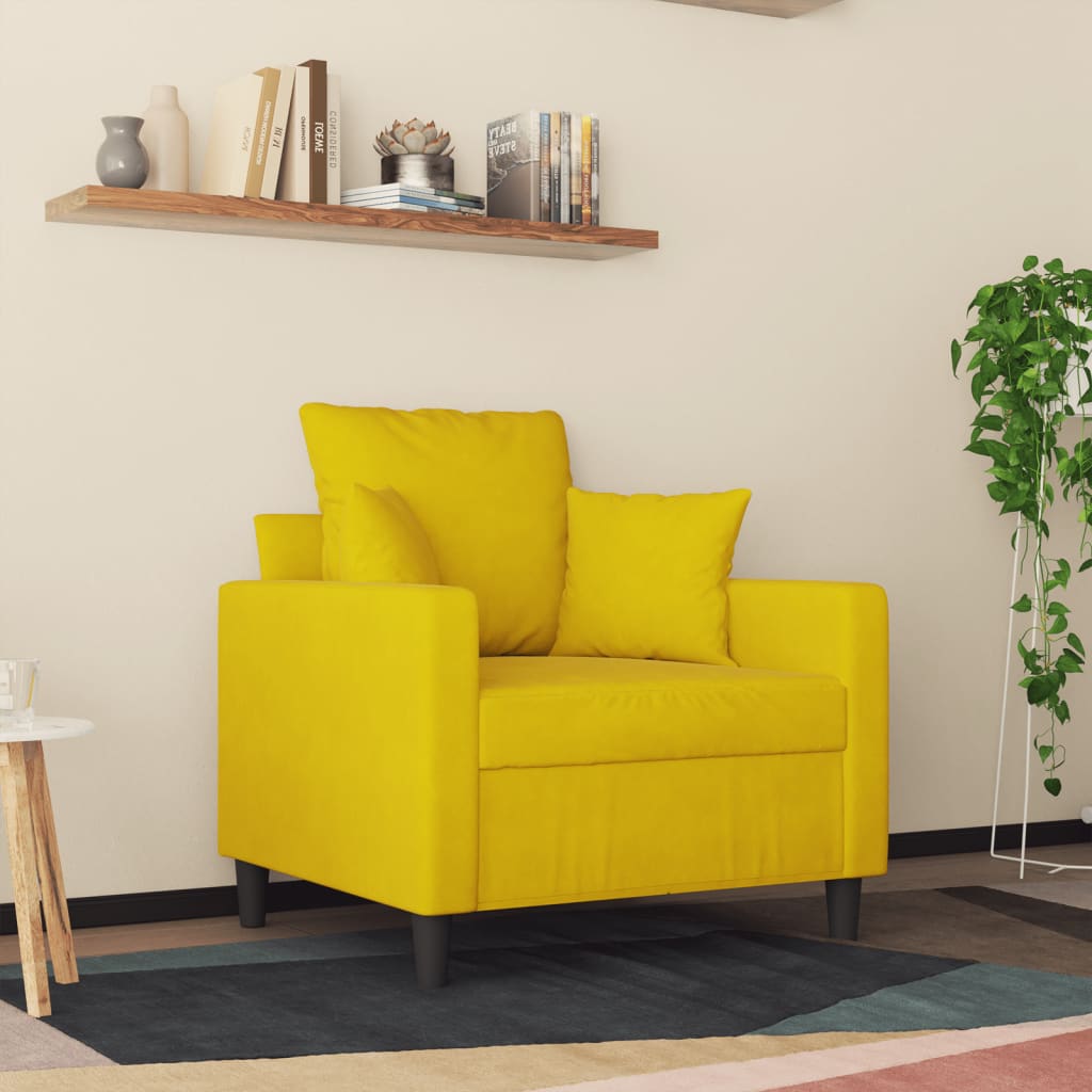 Fauteuil 60 cm fluweel geel