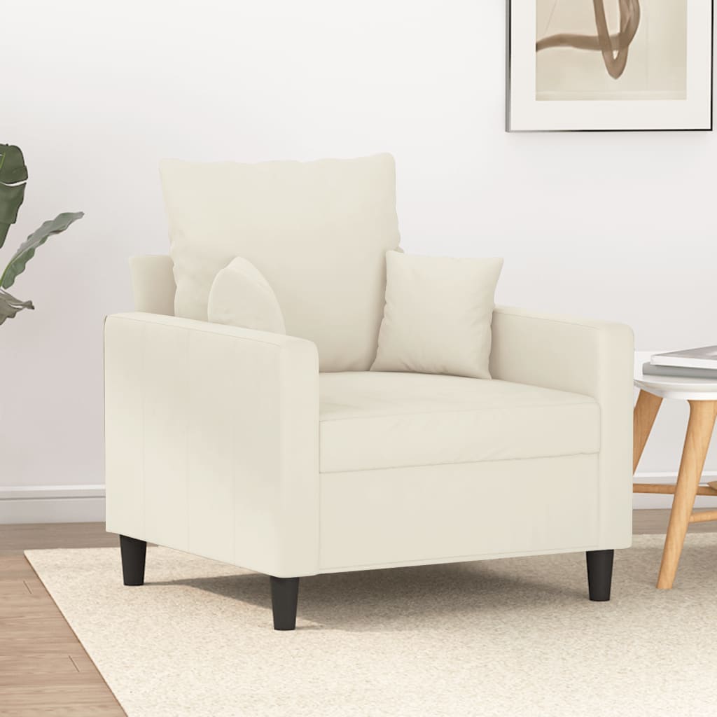 Fauteuil 60 cm fluweel crèmekleurig
