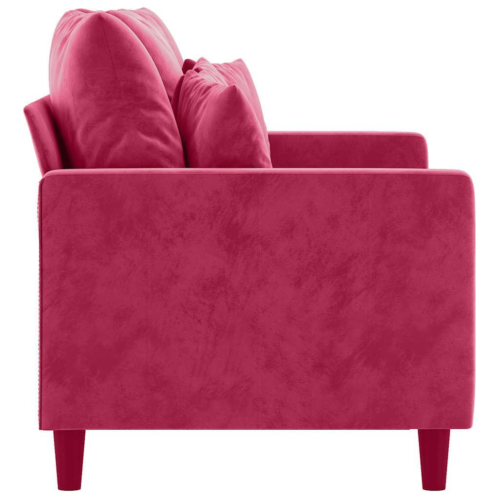 Tweezitsbank 120 cm fluweel wijnrood