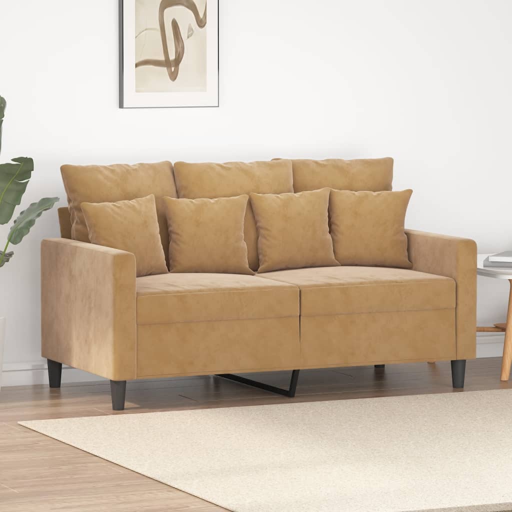 Tweezitsbank 120 cm fluweel bruin