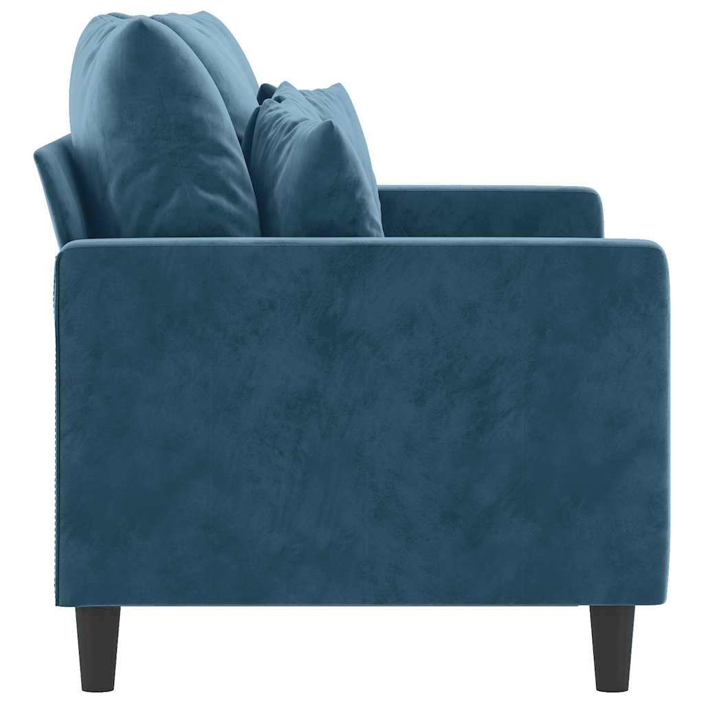 Tweezitsbank 120 cm fluweel blauw