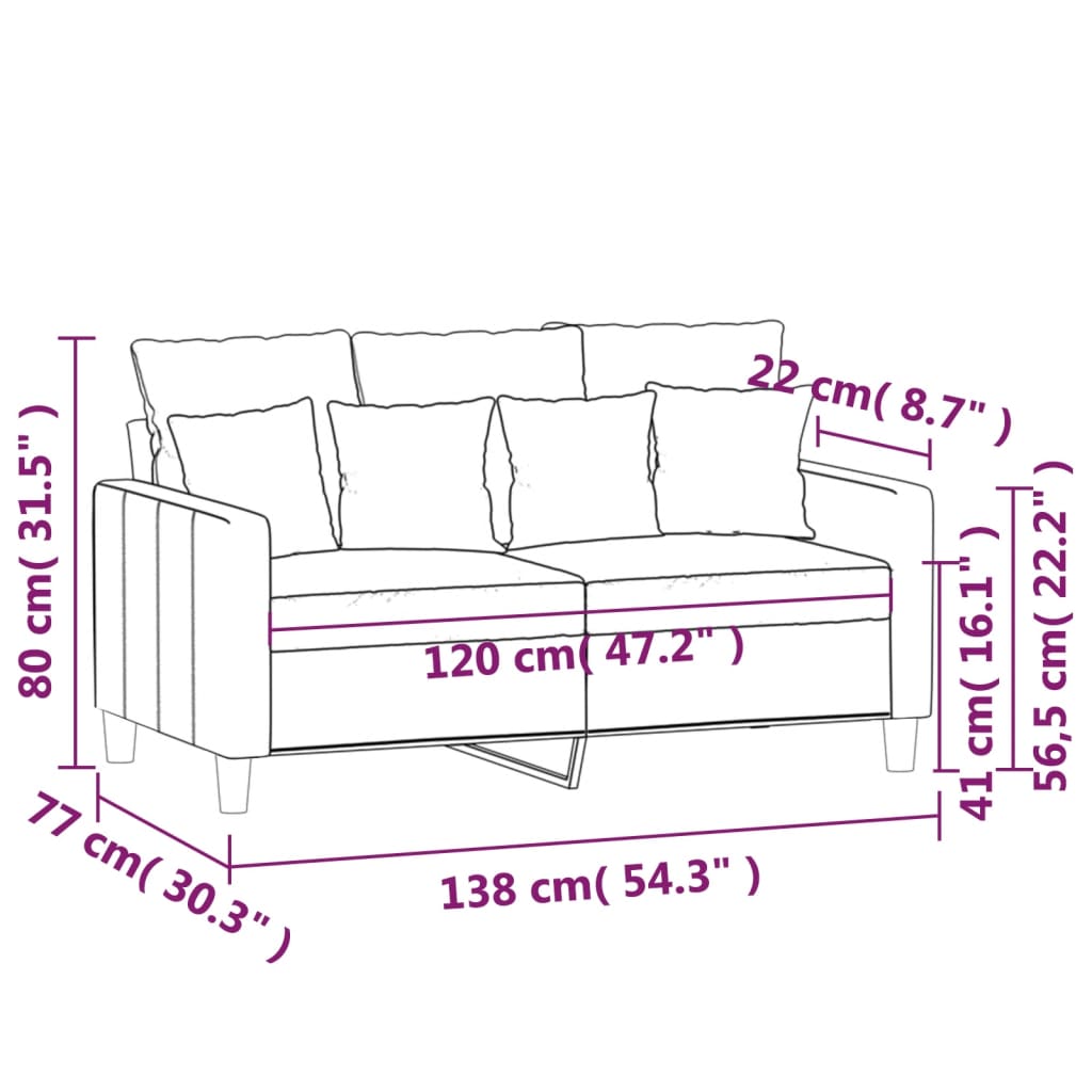Tweezitsbank 120 cm fluweel blauw