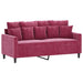 Tweezitsbank 140 cm fluweel wijnrood