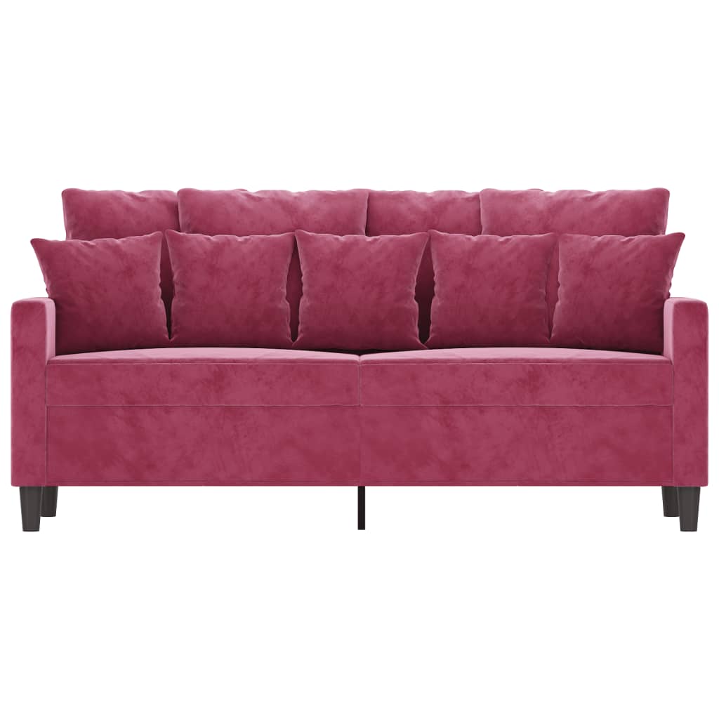 Tweezitsbank 140 cm fluweel wijnrood