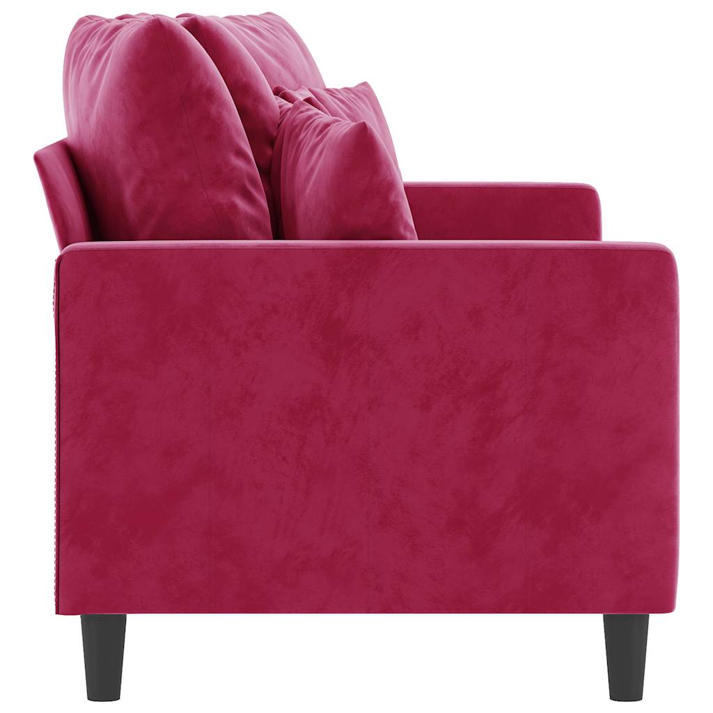 Tweezitsbank 140 cm fluweel wijnrood
