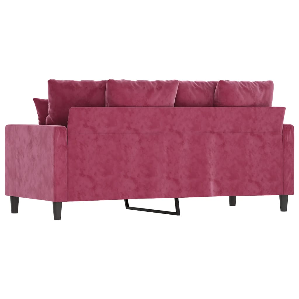 Tweezitsbank 140 cm fluweel wijnrood