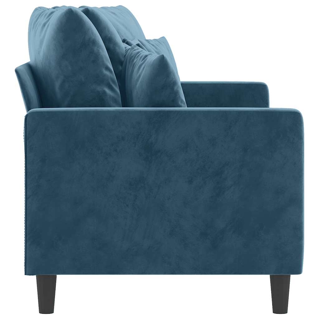 Tweezitsbank 140 cm fluweel blauw