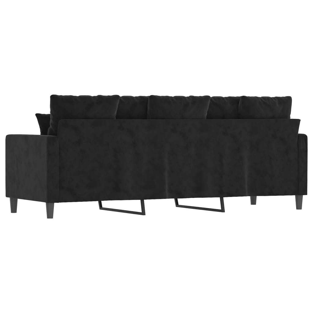 Driezitsbank 180 cm fluweel zwart