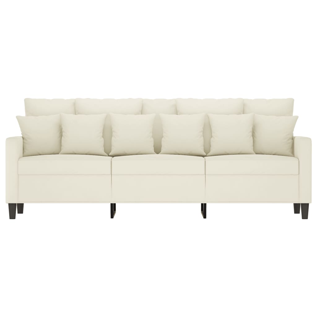 Driezitsbank 180 cm fluweel crèmekleurig