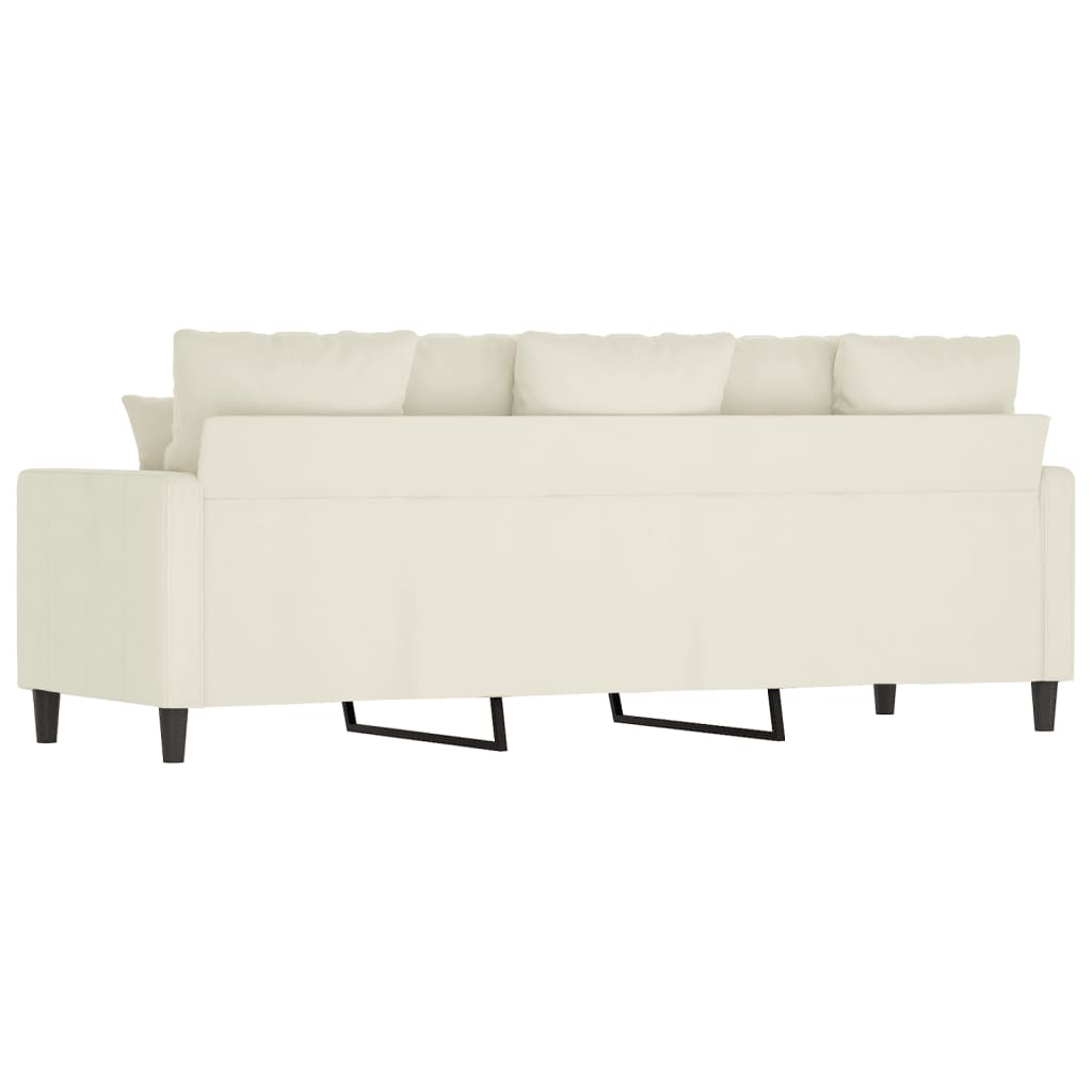 Driezitsbank 180 cm fluweel crèmekleurig