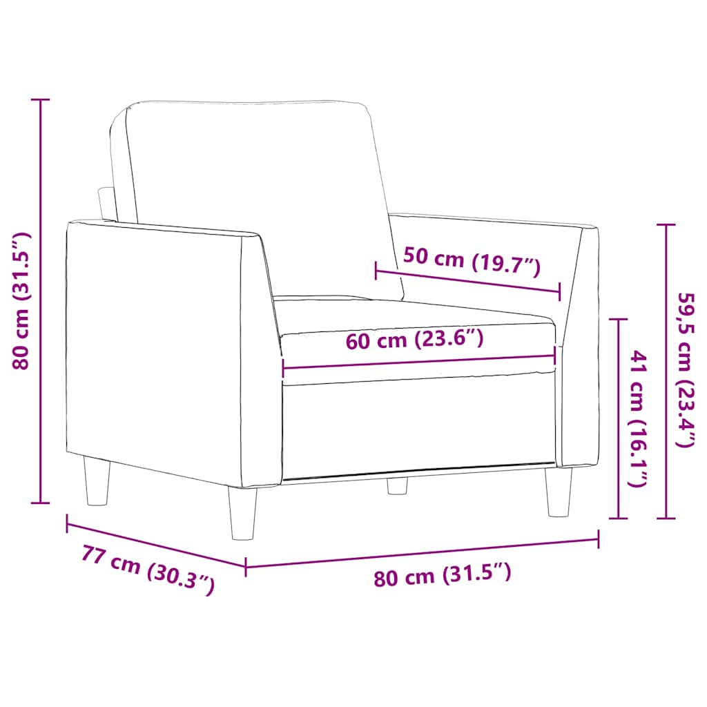 Fauteuil 60 cm kunstleer grijs