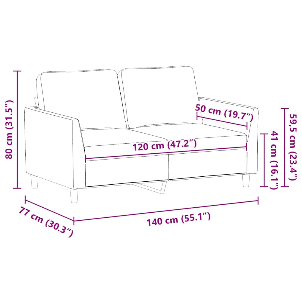 Tweezitsbank 120 cm kunstleer zwart
