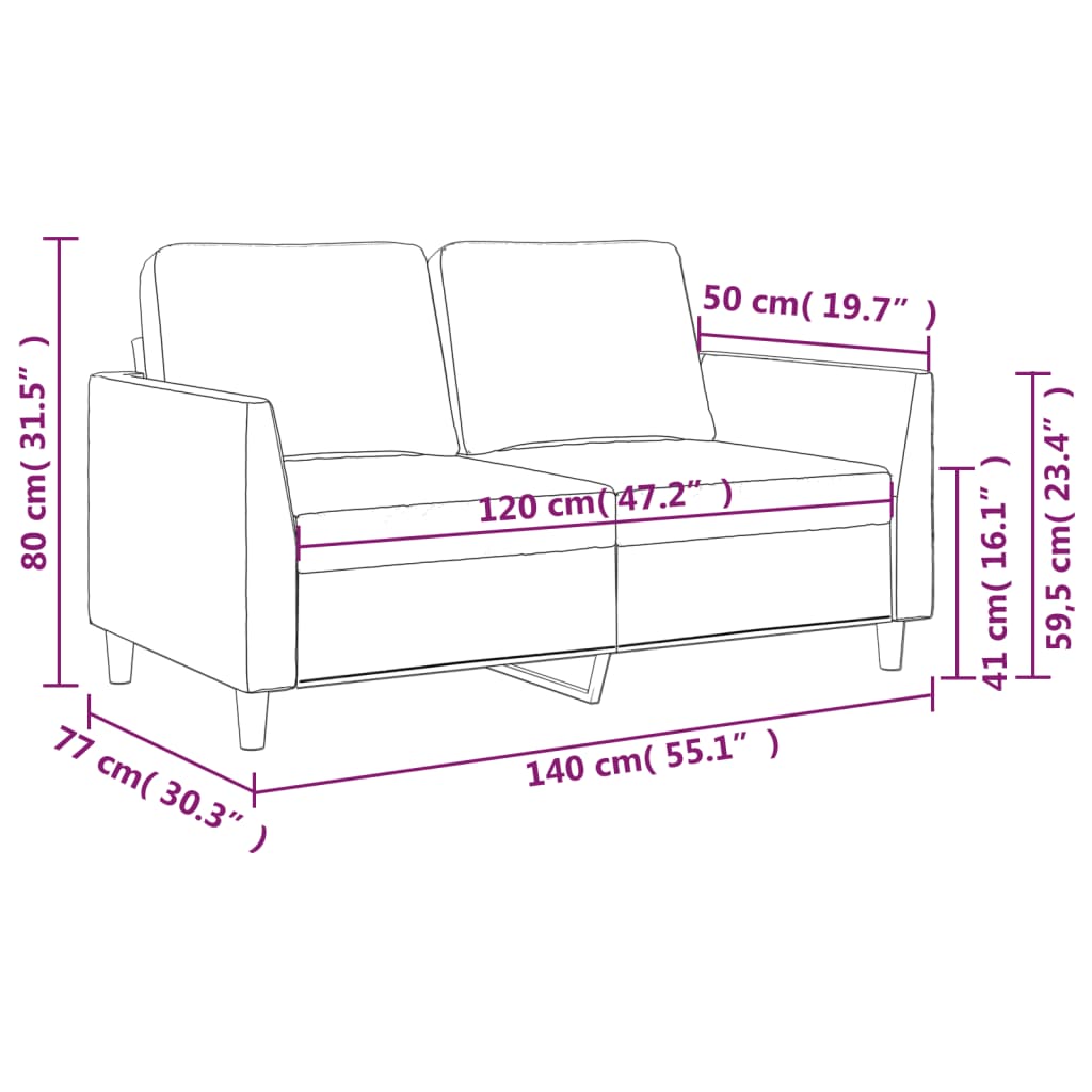 Tweezitsbank 120 cm kunstleer crèmekleurig