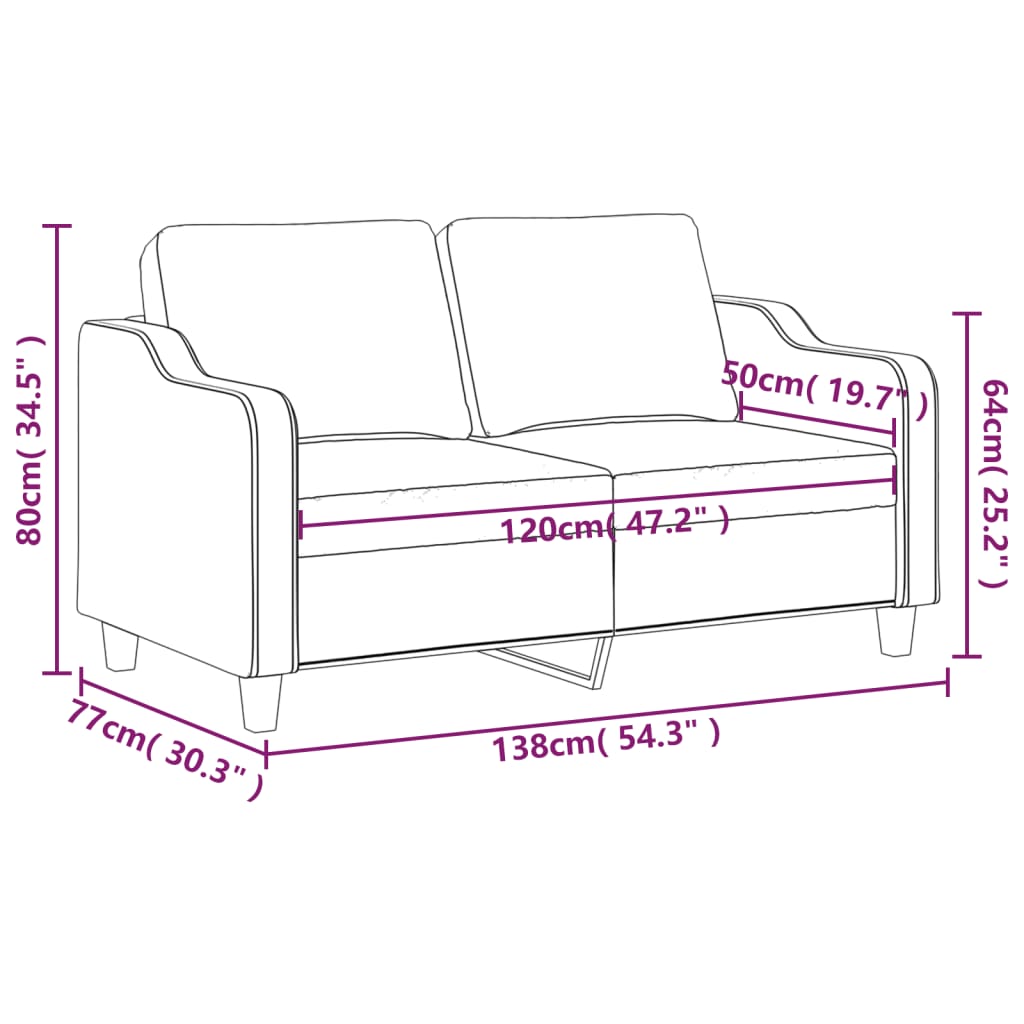 Tweezitsbank 120 cm stof lichtgrijs