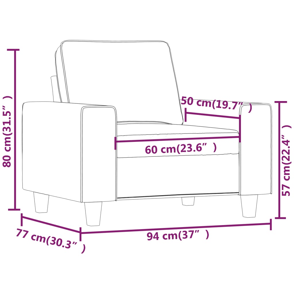 Fauteuil 60 cm stof lichtgrijs