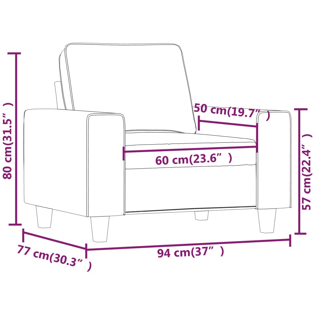 Fauteuil 60 cm stof taupe