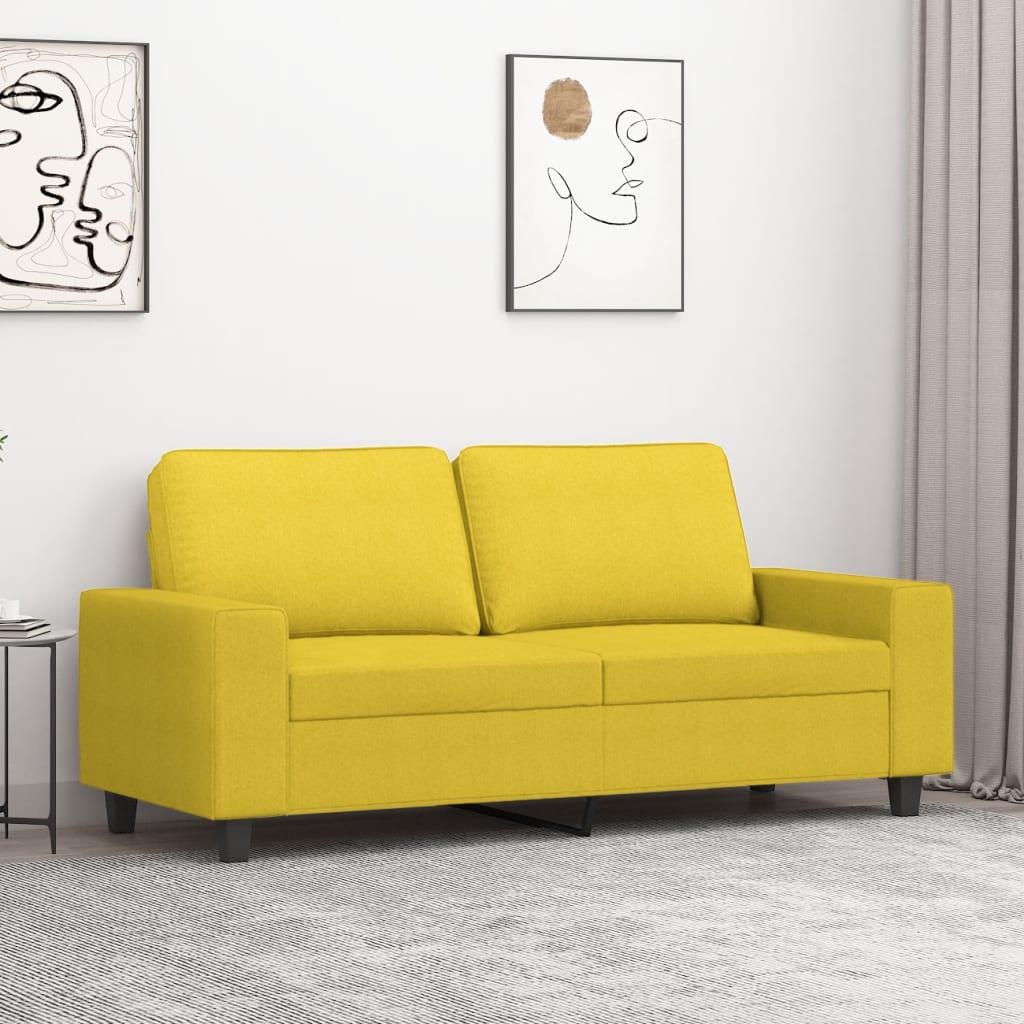 Tweezitsbank 140 cm stof lichtgeel