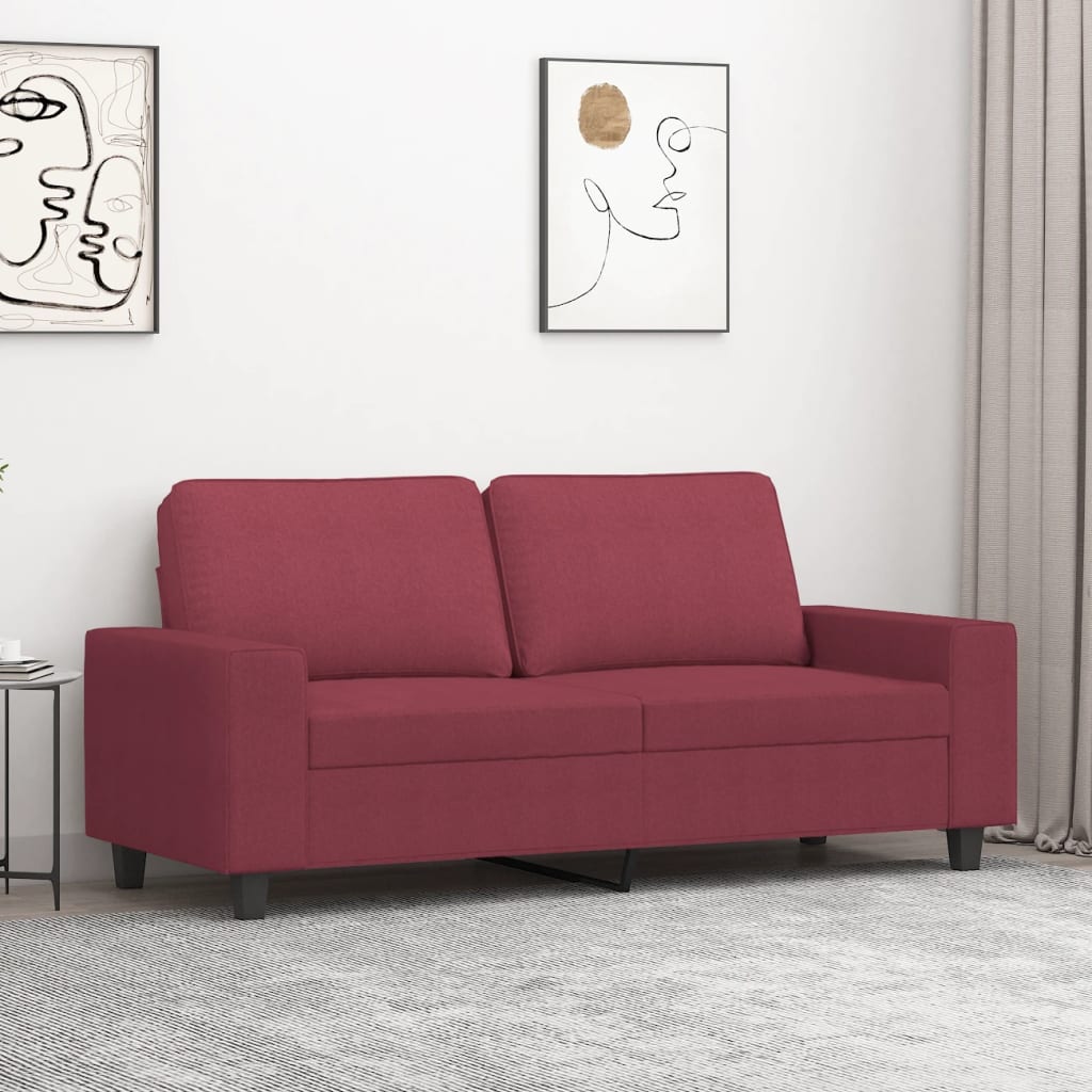 Tweezitsbank 140 cm stof wijnrood