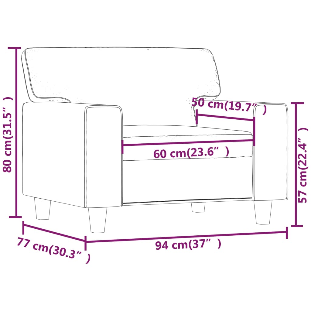 Fauteuil 60 cm kunstleer zwart