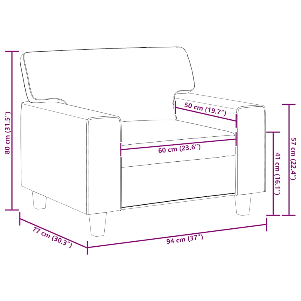 Fauteuil 60 cm kunstleer cappuccinokleurig