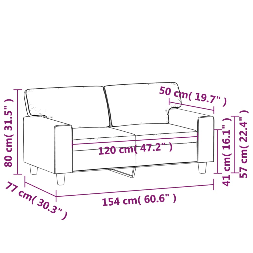 Tweezitsbank 120 cm kunstleer grijs