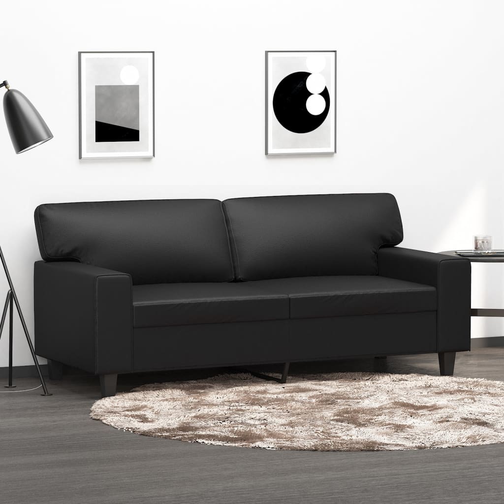 Tweezitsbank 140 cm kunstleer zwart