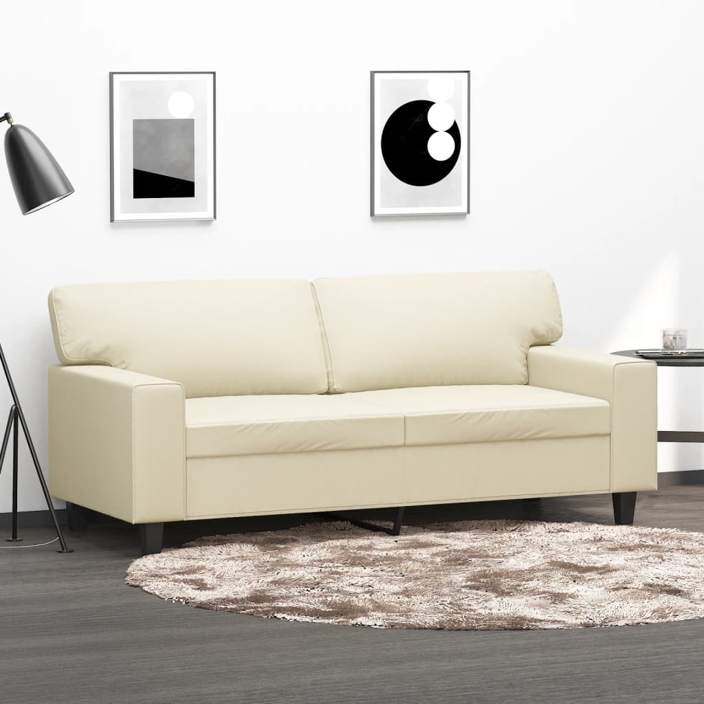 Tweezitsbank 140 cm kunstleer crèmekleurig