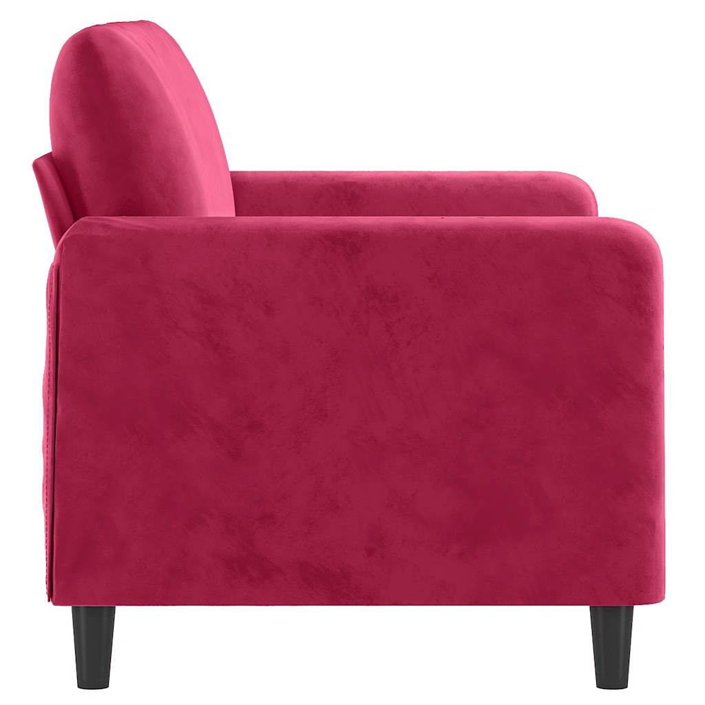 Tweezitsbank 120 cm fluweel wijnrood