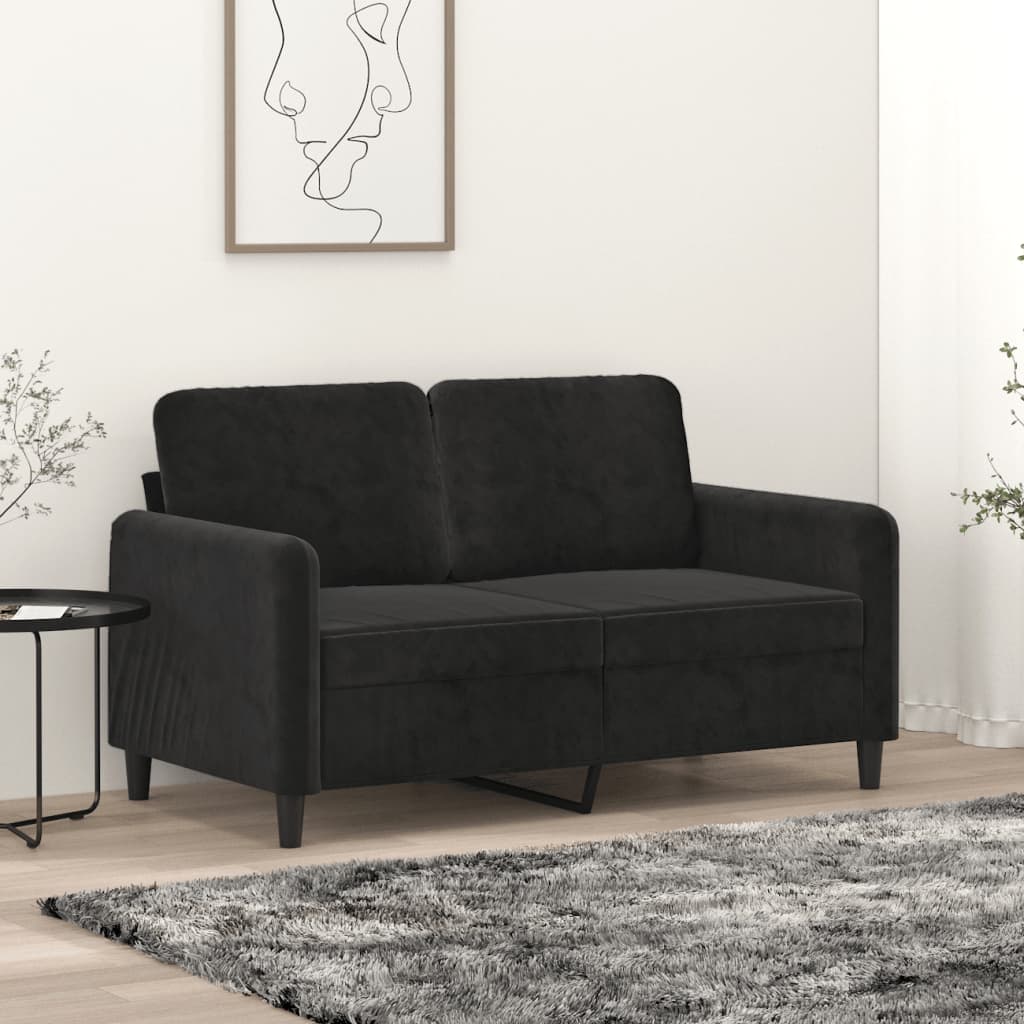 Tweezitsbank 120 cm fluweel zwart
