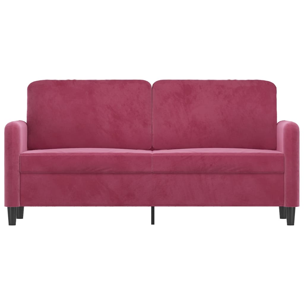 Tweezitsbank 140 cm fluweel wijnrood