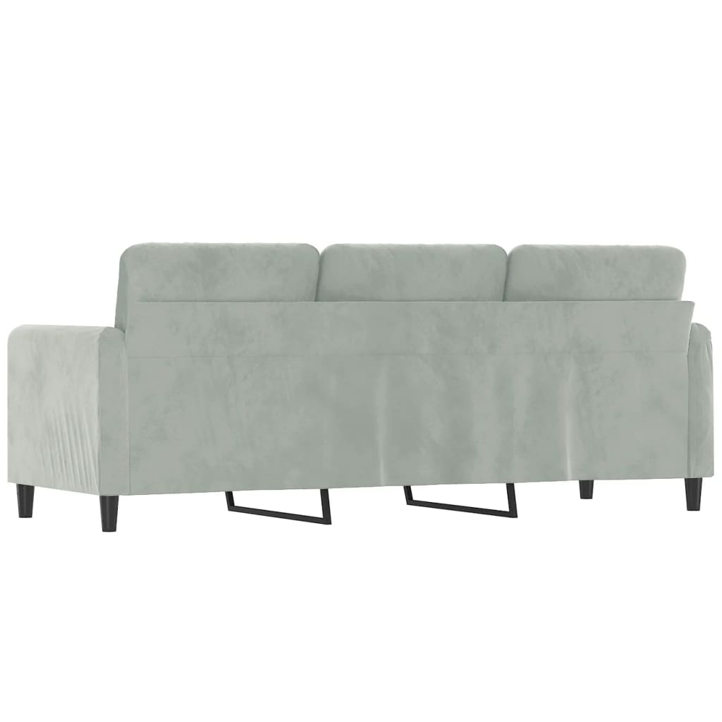 Driezitsbank 180 cm fluweel lichtgrijs