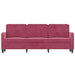 Driezitsbank 180 cm fluweel wijnrood