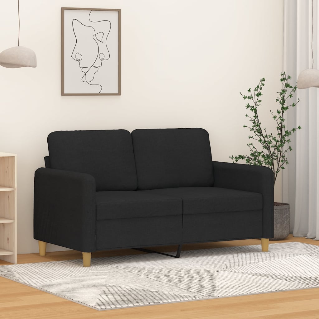 Tweezitsbank 120 cm stof zwart