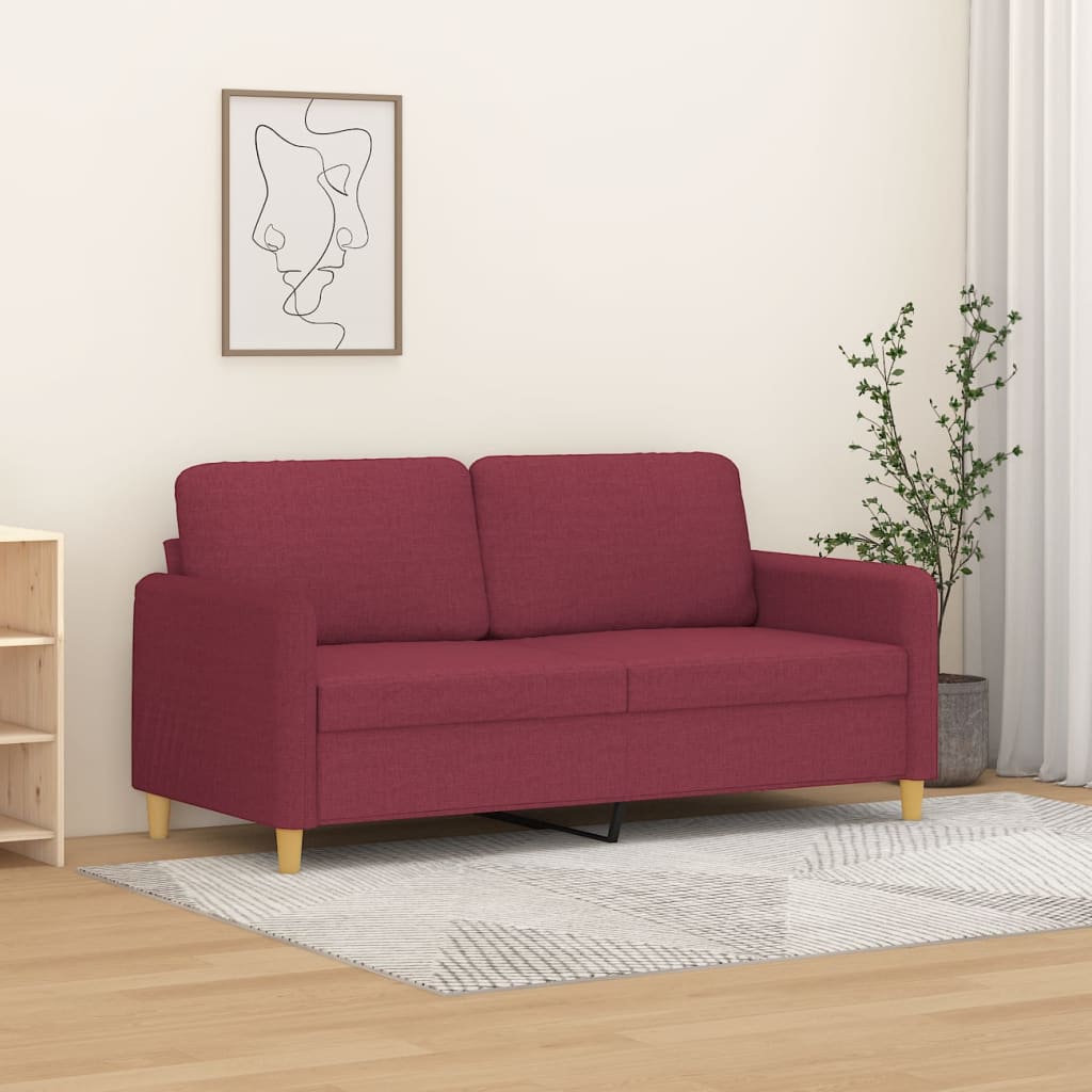 Tweezitsbank 140 cm stof wijnrood
