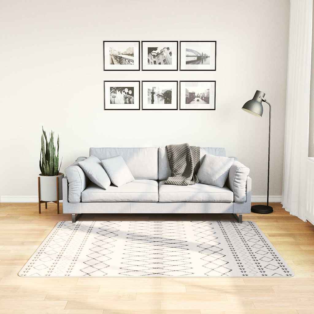 Vloerkleed wasbaar 120x170 cm zwart en wit