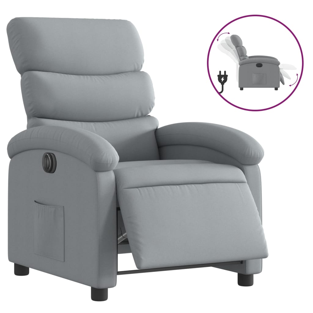 Fauteuil elektrisch verstelbaar stof lichtgrijs