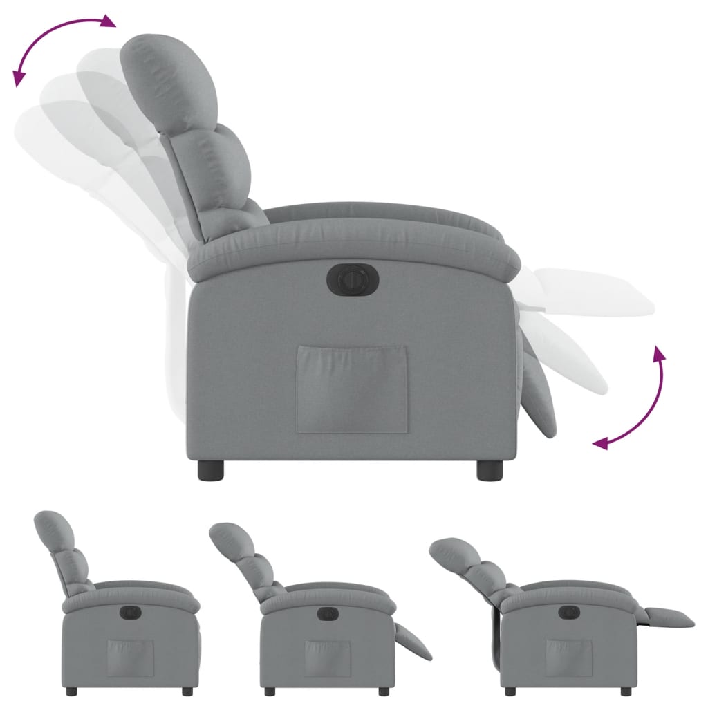 Fauteuil elektrisch verstelbaar stof lichtgrijs