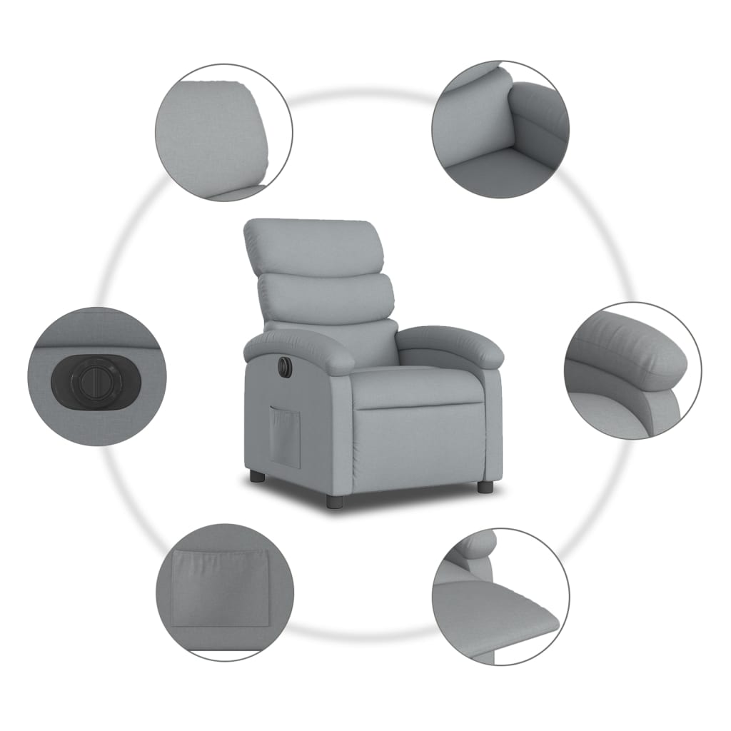 Fauteuil elektrisch verstelbaar stof lichtgrijs