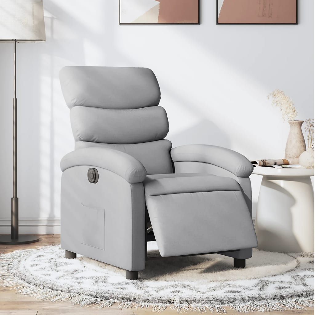 Fauteuil elektrisch verstelbaar stof lichtgrijs