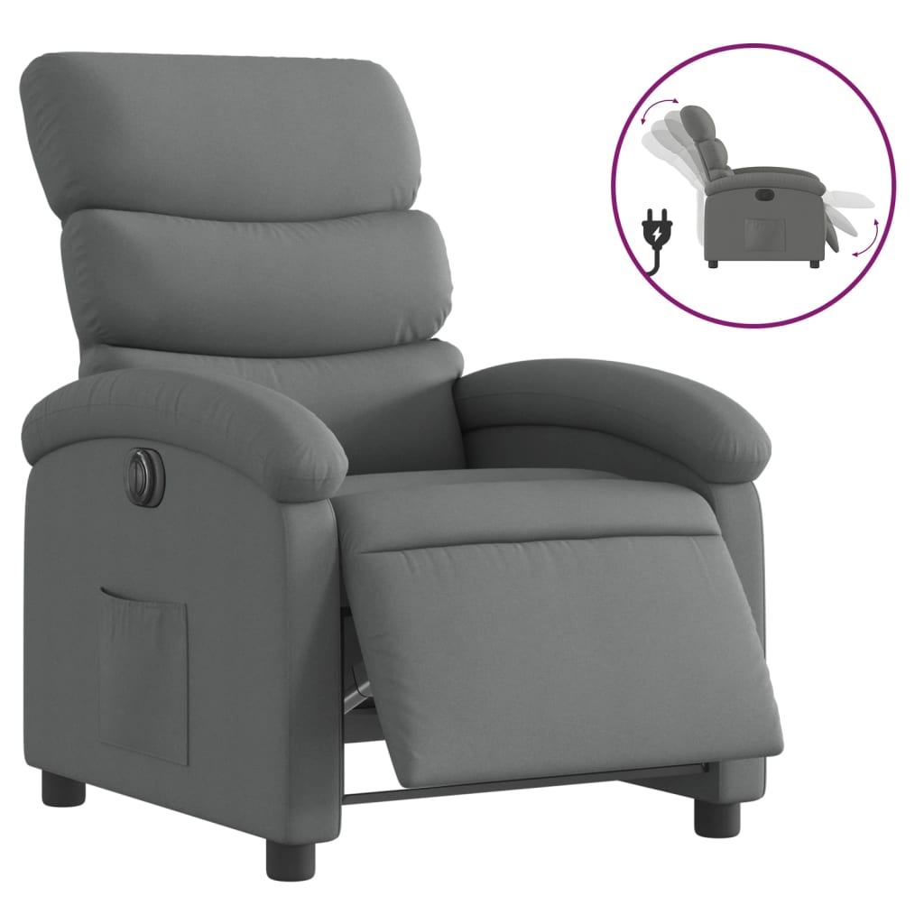 Fauteuil elektrisch verstelbaar stof donkergrijs