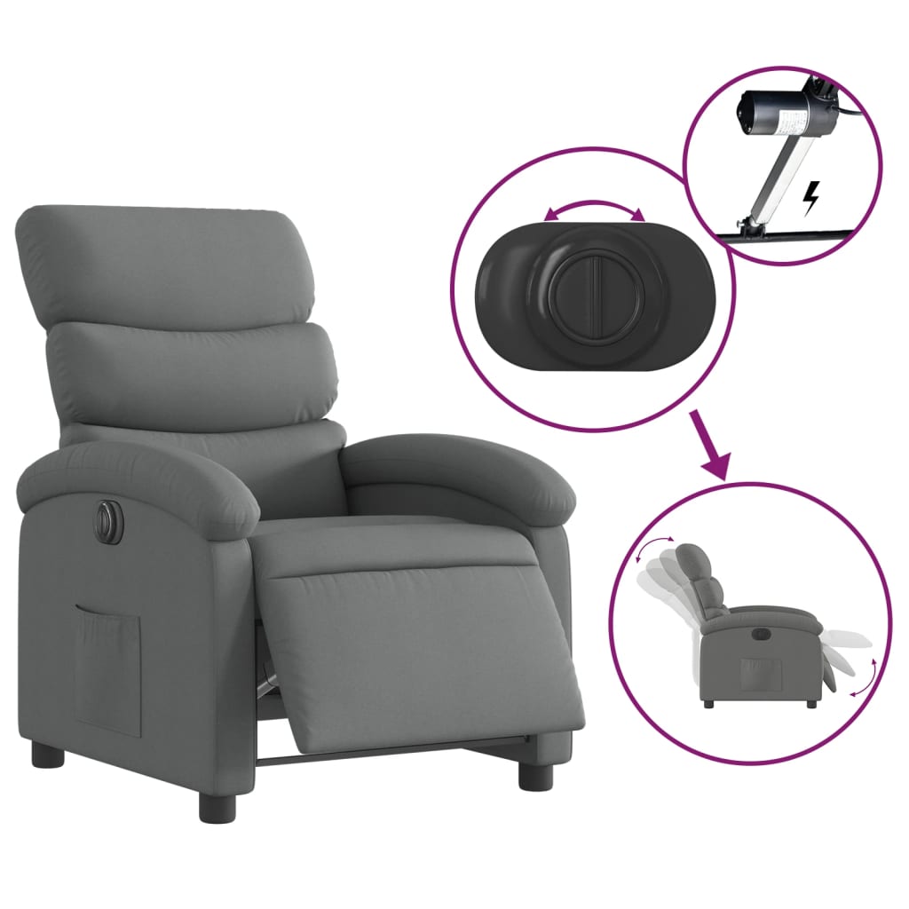 Fauteuil elektrisch verstelbaar stof donkergrijs