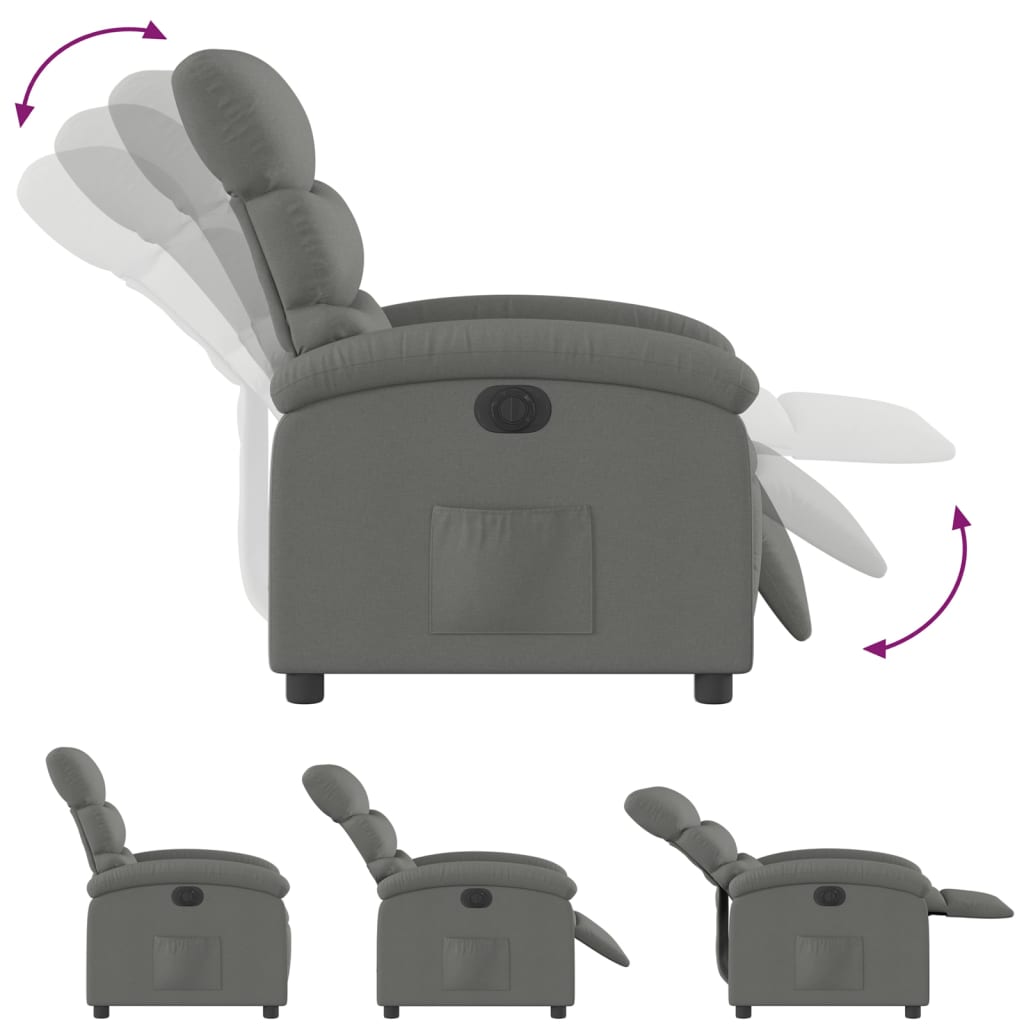 Fauteuil elektrisch verstelbaar stof donkergrijs