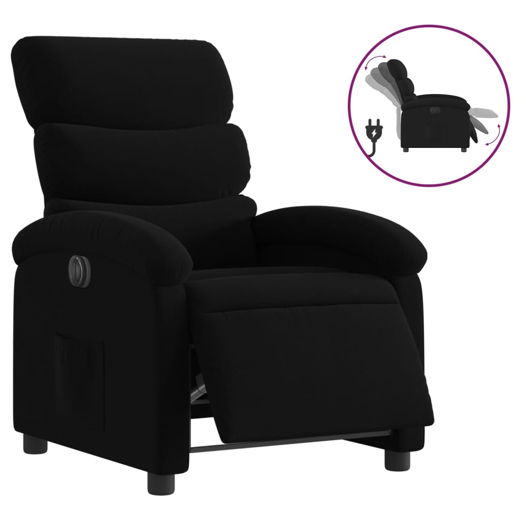 Fauteuil verstelbaar elektrisch stof zwart