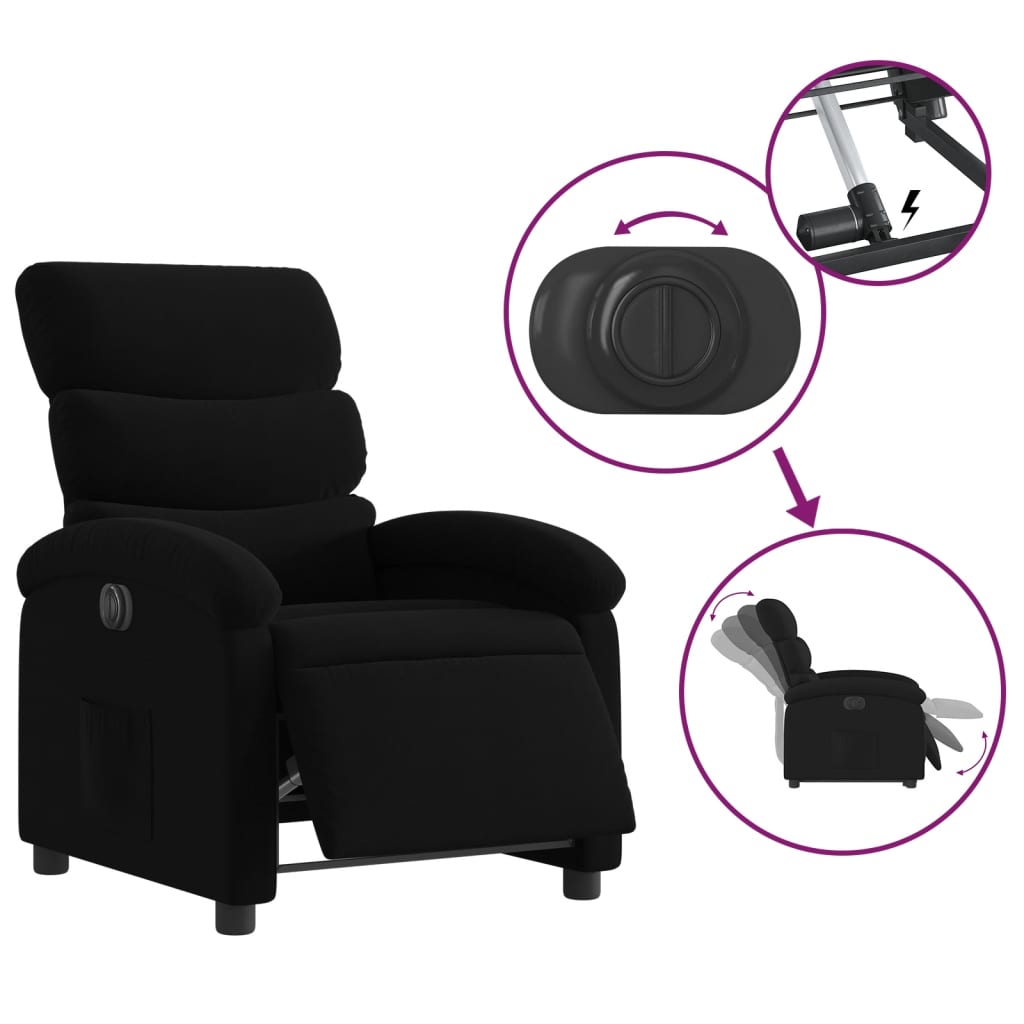 Fauteuil verstelbaar elektrisch stof zwart