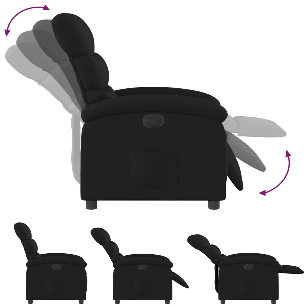 Fauteuil verstelbaar elektrisch stof zwart